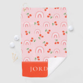 ピンクレインボーさくらんぼパターン ゴルフタオル (インサイチュ)