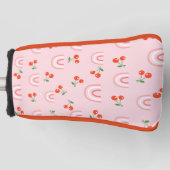 ピンクレインボーさくらんぼパターン ゴルフヘッドカバー (正面)