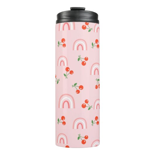 ピンクレインボーさくらんぼパターン タンブラー (正面)