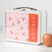 ピンクレインボーさくらんぼパターン メタルランチボックス (インサイチュ)