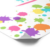 ピンクレインボーアートパーティー誕生日へようこそ ポスター (角)