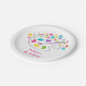 ピンクレインボーアートパーティー誕生日 ペーパープレート (アングル)