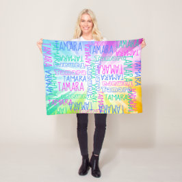 ピンクレインボーガールズカワイイパーソナライズされた名前をカスタムする フリースブランケット