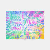 ピンクレインボーガールズカワイイパーソナライズされた名前をカスタムする フリースブランケット (正面(横))