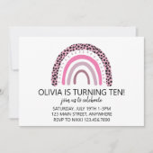 ピンクレインボーガールバースデーパーティー 招待状 (正面)
