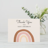ピンクレインボーガールベビーシャワーありがとうはがき (スタンド正面)