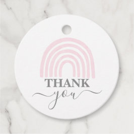 ピンクレインボーガールベビーシャワーメッセージカード フェイバータグ