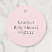 ピンクレインボーガールベビーシャワーメッセージカード フェイバータグ (裏面)