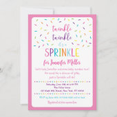 ピンクレインボーガールベビースプリンクル 招待状 (正面)