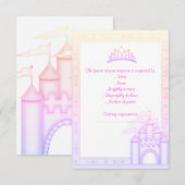 ピンクレインボーキャッスルプリンセスバースデーパーティーRSVP 出欠カード (正面/裏面)