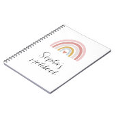 ピンクレインボーノートブック – 名前をカスタムする新学期 ノートブック (左側)