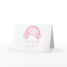 ピンクレインボーバレンタインサンキューカード