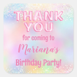 ピンクレインボーバースデーパーティーのお気に入り スクエアシール