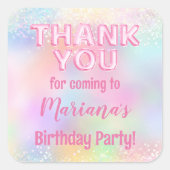 ピンクレインボーバースデーパーティーのお気に入り スクエアシール (正面)