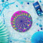 ピンクレインボーバースト ペーパープレート (パーティー)