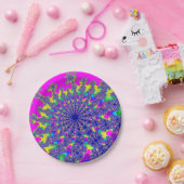 ピンクレインボーバースト ペーパープレート (パーティー)