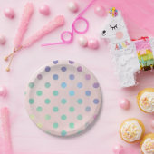 ピンクレインボーパステル水玉模様バースデーパーティー ペーパープレート (パーティー)