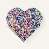 ピンクレインボーフェイクシークインスパークルハート ノートブック (正面)