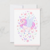 ピンクレインボーユニコーンマジカル誕生日招待状 招待状 (裏面)