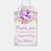 ピンクレインボーユニコーン誕生日サンキューギフトラベル ギフトタグ (正面)