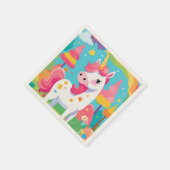 ピンクレインボーユニコーン誕生日ナプキン スタンダードカクテルナプキン (角)