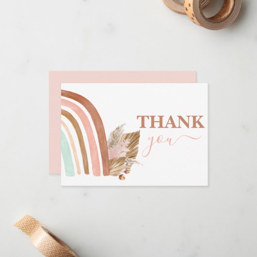 ピンクレインボー感謝していユーズ ノートカード (正面/裏面インサイチュ)