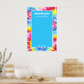 ピンクレインボー絞り染めパーティーサインインボード ポスター (キッチン)