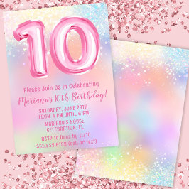 ピンクレインボー10誕生日 招待状