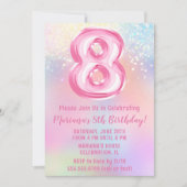 ピンクレインボー8th誕生日 招待状 (正面)