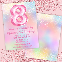 ピンクレインボー8th誕生日 招待状