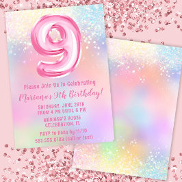 ピンクレインボー9th誕生日 招待状