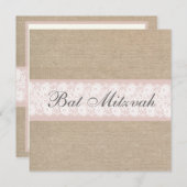 ピンクレエレガントースバーラップバルミツワー招待状 招待状 (正面/裏面)