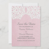 ピンクレエレガントース日付の保存招待状 セーブザデート (正面)