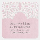 ピンクレエレガントース日付ステッカーを保存 スクエアシール (正面)