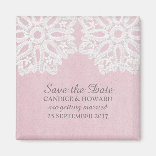 ピンクレエレガントース日付磁石を保存 マグネット (正面)