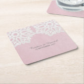 ピンクレエレガントース紙コースター スクエアペーパーコースター (アングル)