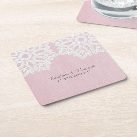 ピンクレエレガントース紙コースター スクエアペーパーコースター (アングル)