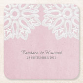 ピンクレエレガントース紙コースター スクエアペーパーコースター (正面)