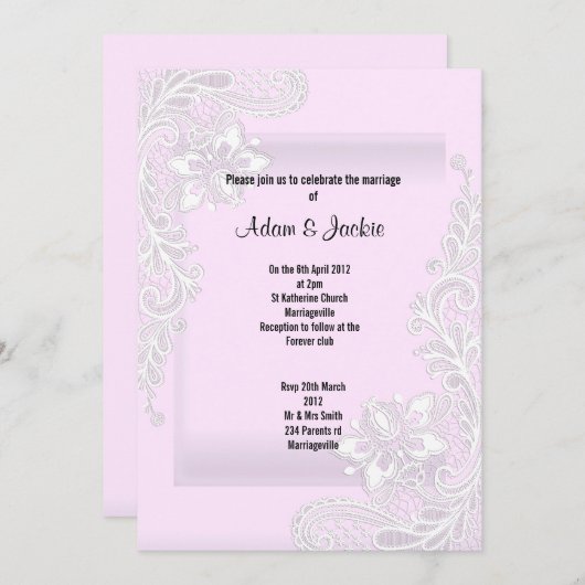 ピンクレエレガントース結婚の 招待状 (正面/裏面)