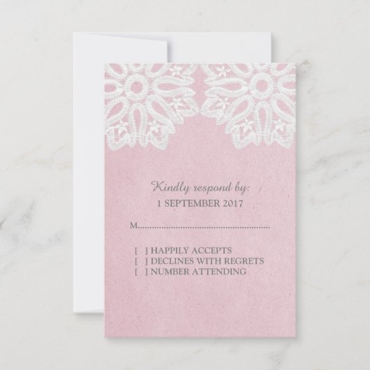 ピンクレエレガントースRSVPカード 出欠カード (正面)