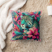 ピンクレオパドジャガー大きな猫アート クッション (ブランケット)