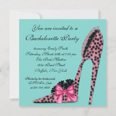 ピンクレオパードコルセット ティールブルー バチェロレッテパーティー 招待状 (裏面)