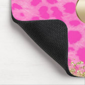 ピンクレオパードチータ動物金ゴールドグリッターモノグラム マウスパッド (コーナー)