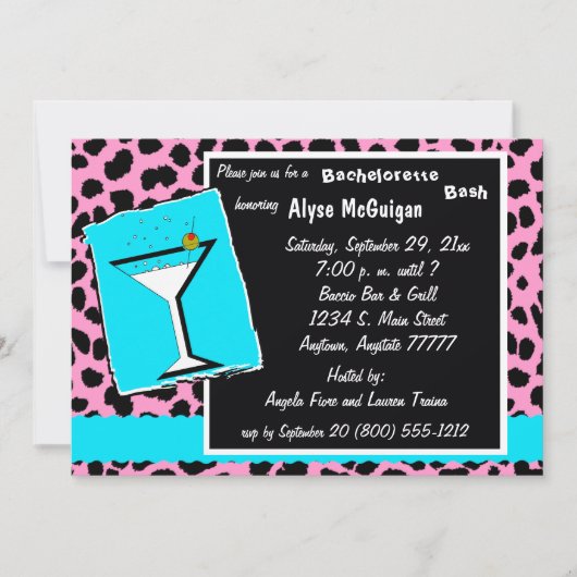 ピンクレオパードバチェロレッテ招待状 招待状 (正面)