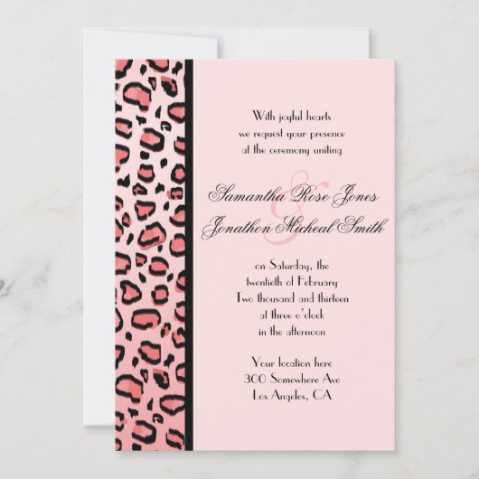 ピンクレオパードプリントカスタム結婚式招待状 招待状 (正面)