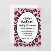 ピンクレオパードプリントサファリベビーシャワー招待状 招待状 (正面/裏面)