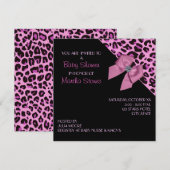 ピンクレオパードプリントベビーシャワー 招待状 (正面/裏面)
