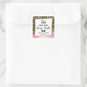 ピンクレオパード印刷ホワイト金ゴールド体バターラベル スクエアシール (バッグ)