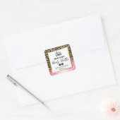 ピンクレオパード印刷ホワイト金ゴールド体バターラベル スクエアシール (封筒)