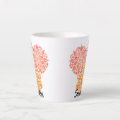 ピンクレカラフルッドオレンジフローラマンダラ カフェラテマグ (正面)